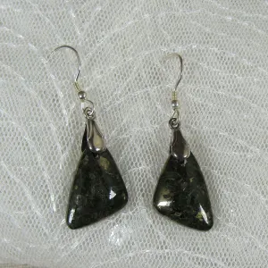 Black Gemstone Chalcopyrite Drop Earrings