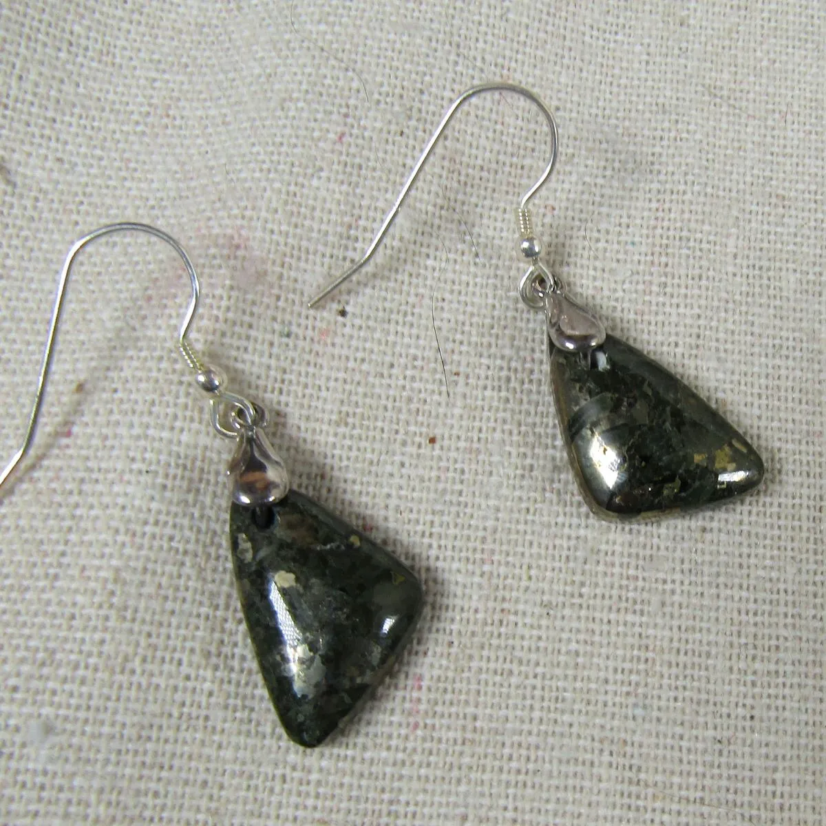 Black Gemstone Chalcopyrite Drop Earrings