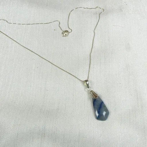 Blue Quartz Gemstone Pendant Necklace