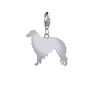 Borzoi Silhouette Silver Charm