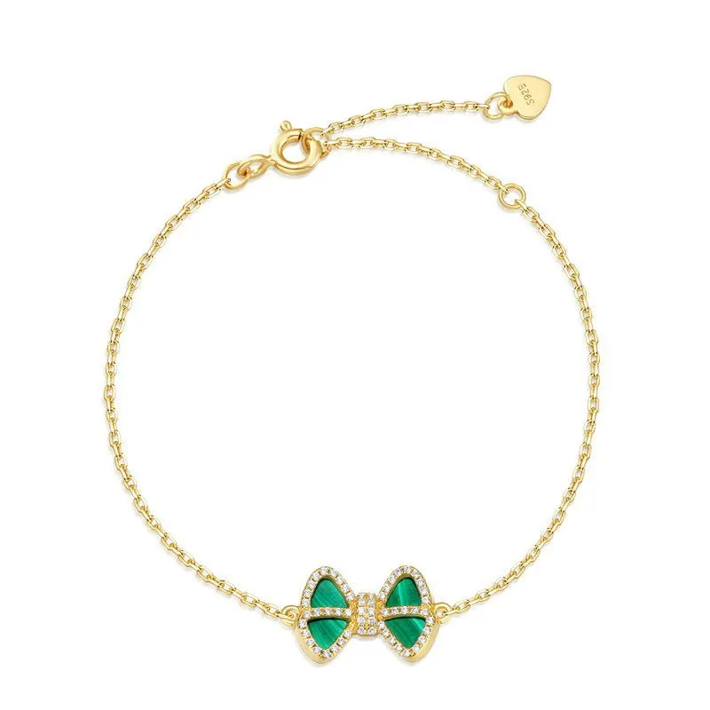 Bow Malachite Bracelet -Gold Vermeil