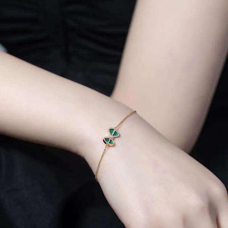 Bow Malachite Bracelet -Gold Vermeil