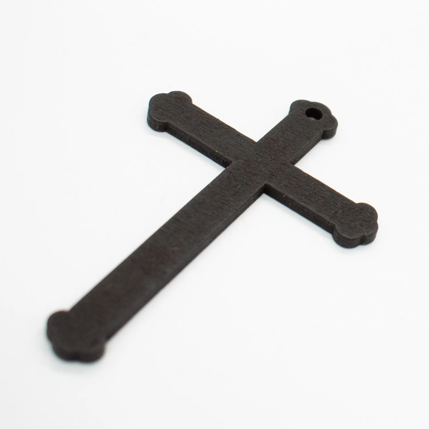 Brown Cross Laser Cut Wooden Motif Pendant Charm