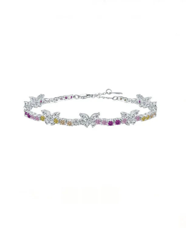 Butterfly Tennis Bracelet  925 Sterling Silver Colorful Zircon Luxury Bracelets