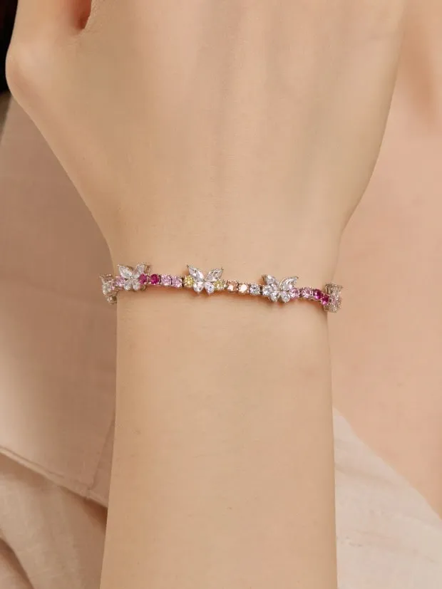 Butterfly Tennis Bracelet  925 Sterling Silver Colorful Zircon Luxury Bracelets