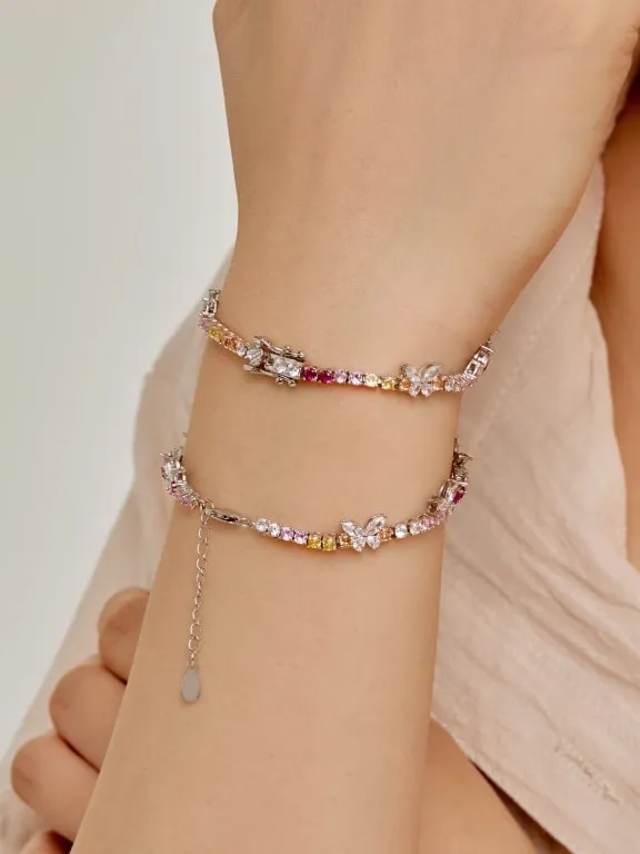 Butterfly Tennis Bracelet  925 Sterling Silver Colorful Zircon Luxury Bracelets