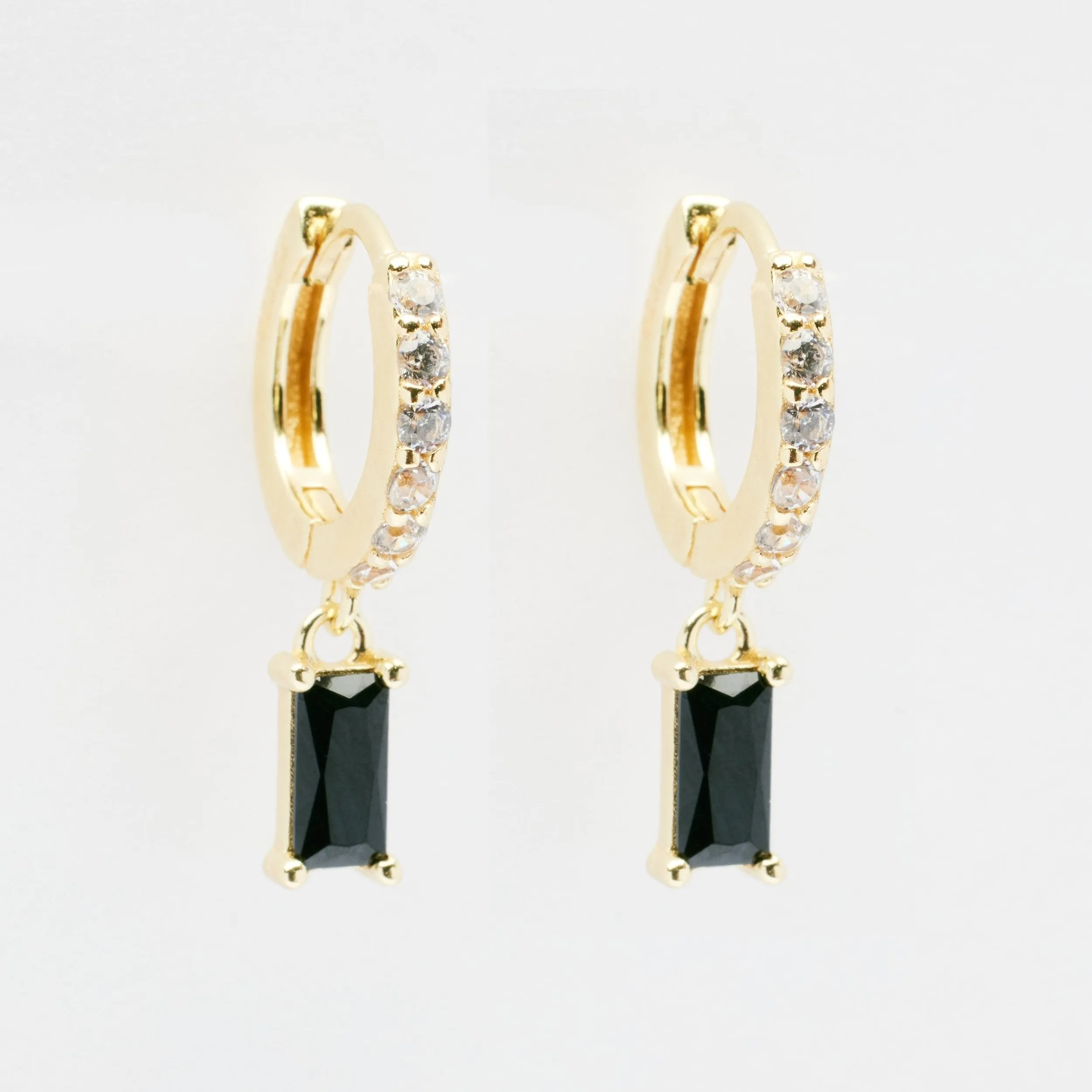 Carrie Gold Drop Baguette Huggie Earrings