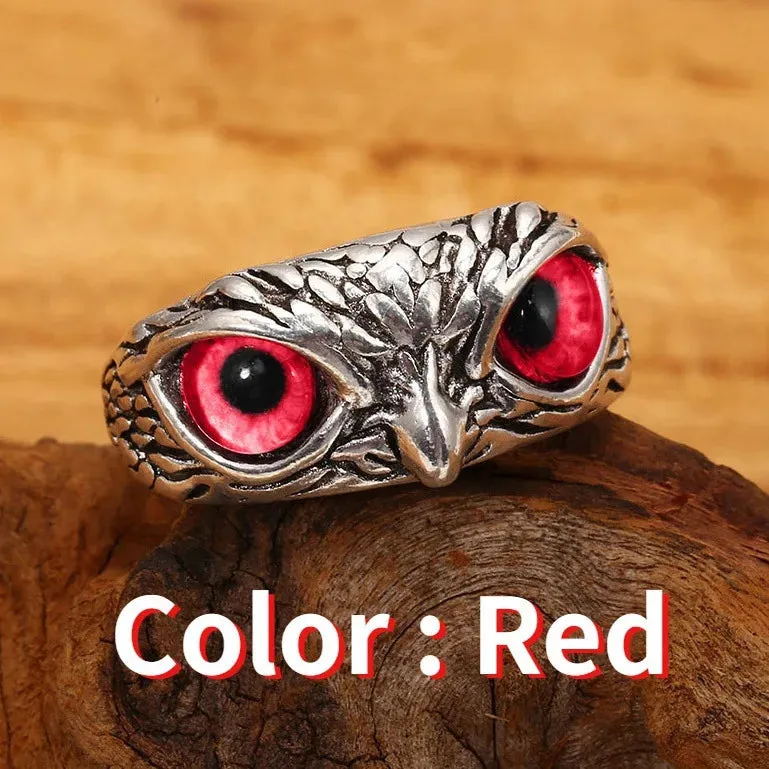 Charming Fashion Design Owl Rings Multicolor Eyes Silvery for Men Women Punk Gothic Open Adjustable Rings Jewelry Gift Resizable