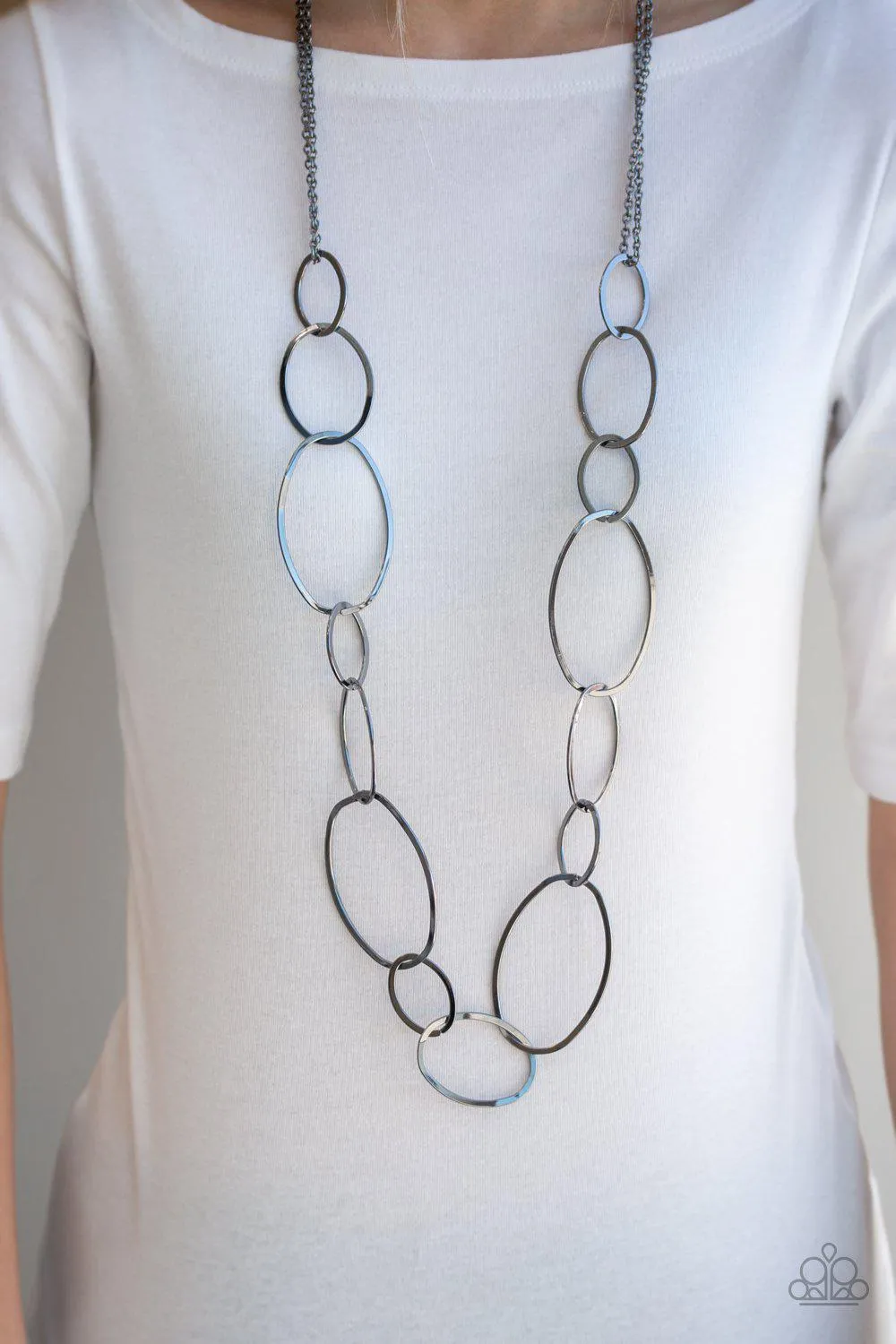 City Circuit Gunmetal Black Necklace - Paparazzi Accessories