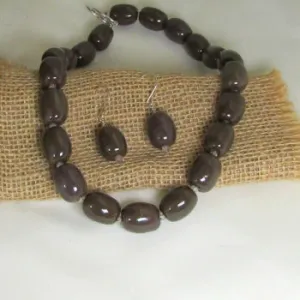 Classic Brown Necklace & Earrings Kazuri Fair Trade Beads