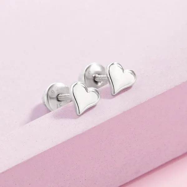 Classic Heart Childrens Earriings - Screw Back