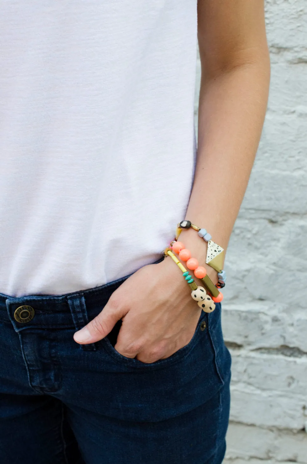 Colorful Beaded Bracelet with Hand Painted Beads