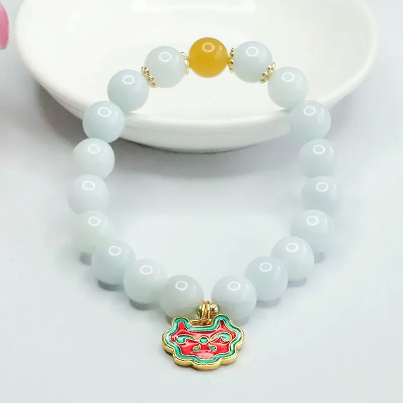 Colorful Enamel Longevity Bracelets with Genuine Myanmar A-grade Jade