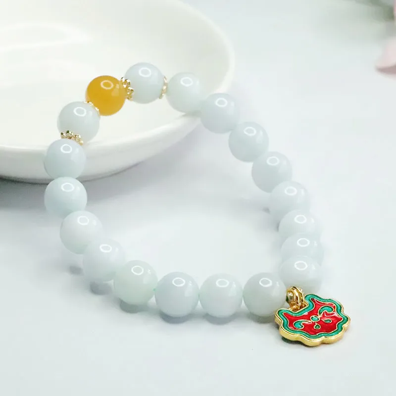 Colorful Enamel Longevity Bracelets with Genuine Myanmar A-grade Jade