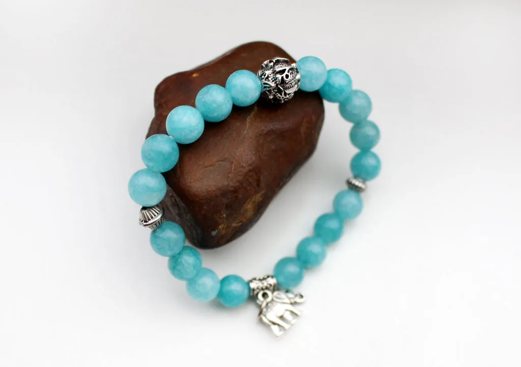 Colorful Stone Beaded Bracelet with Elephant Charm