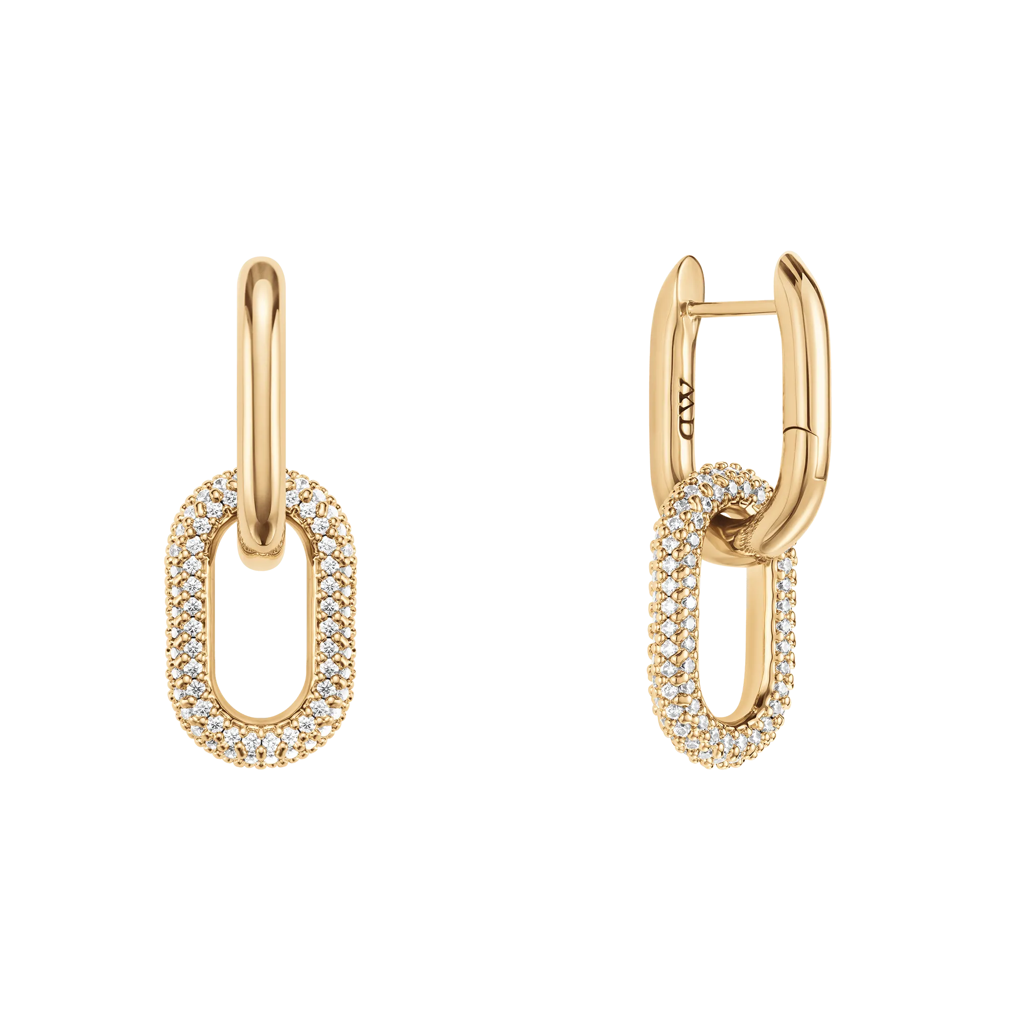 Crystal Link Earrings Gold