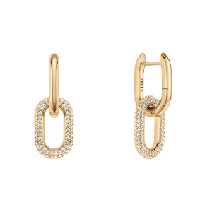 Crystal Link Earrings Gold