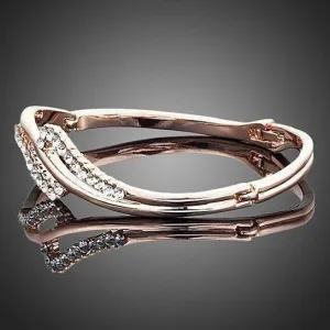 CZ Swirled Rose Gold Cup Bangle Bracelet