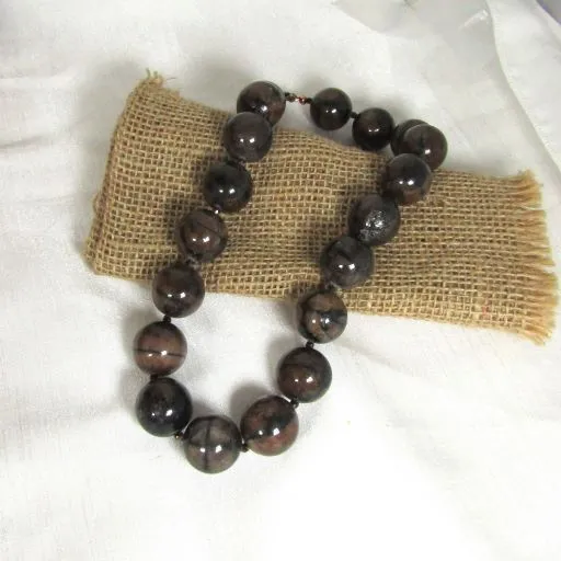 Dark Brown Gemstone Beaded Necklace