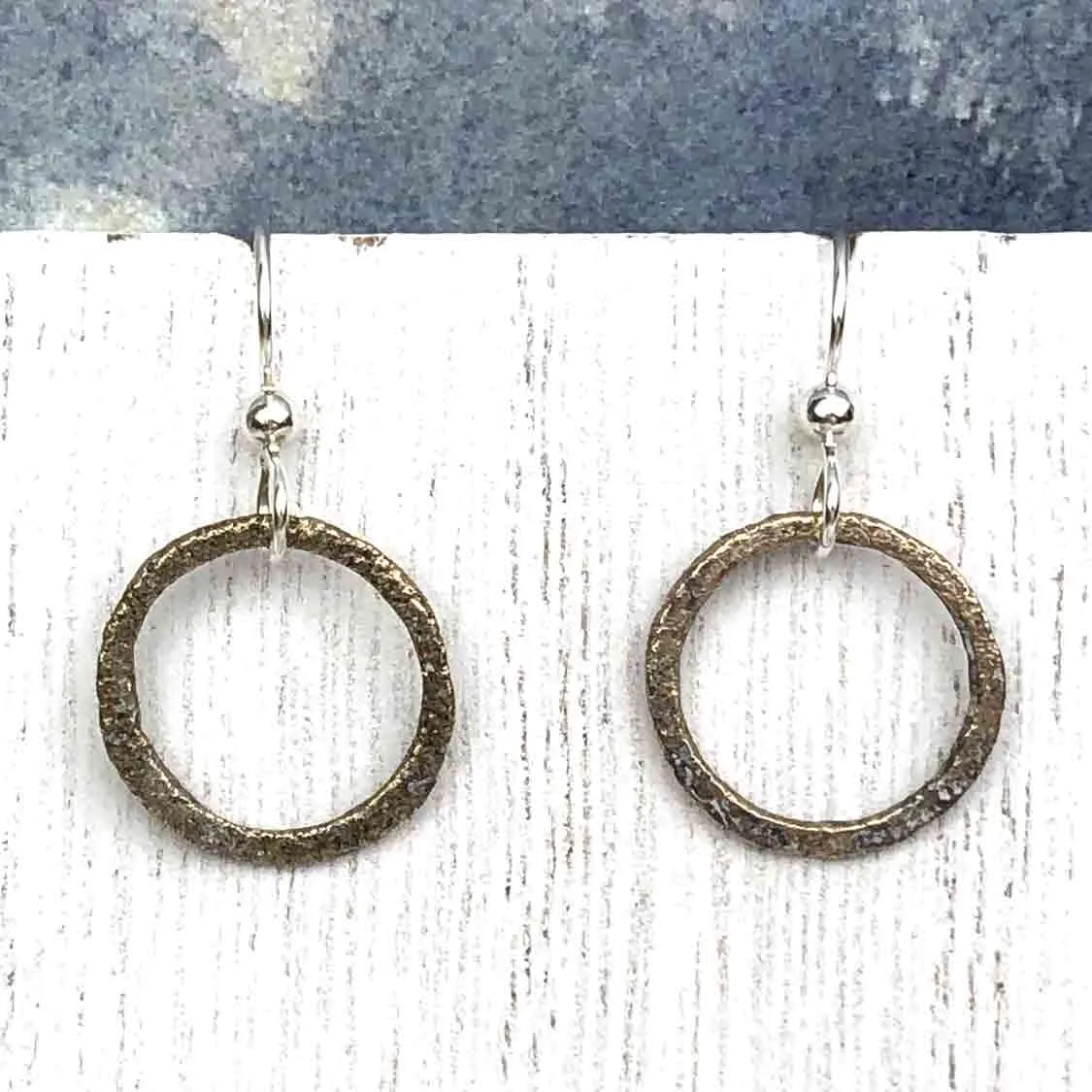 Deep Golden Bronze Celtic Ring Money Earrings | Artifact #6568