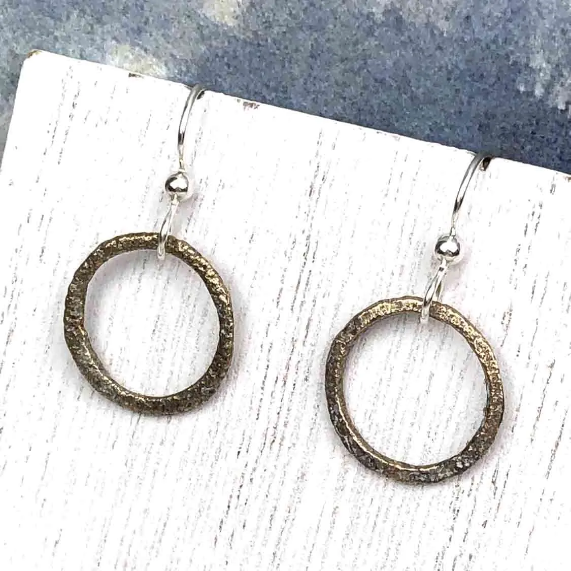 Deep Golden Bronze Celtic Ring Money Earrings | Artifact #6568