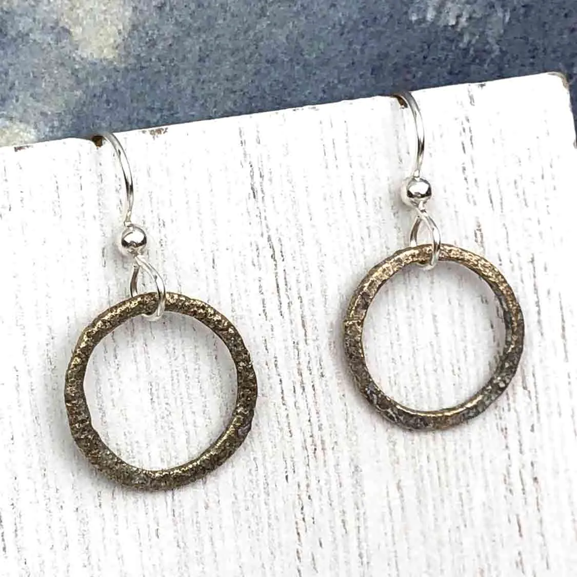 Deep Golden Bronze Celtic Ring Money Earrings | Artifact #6568