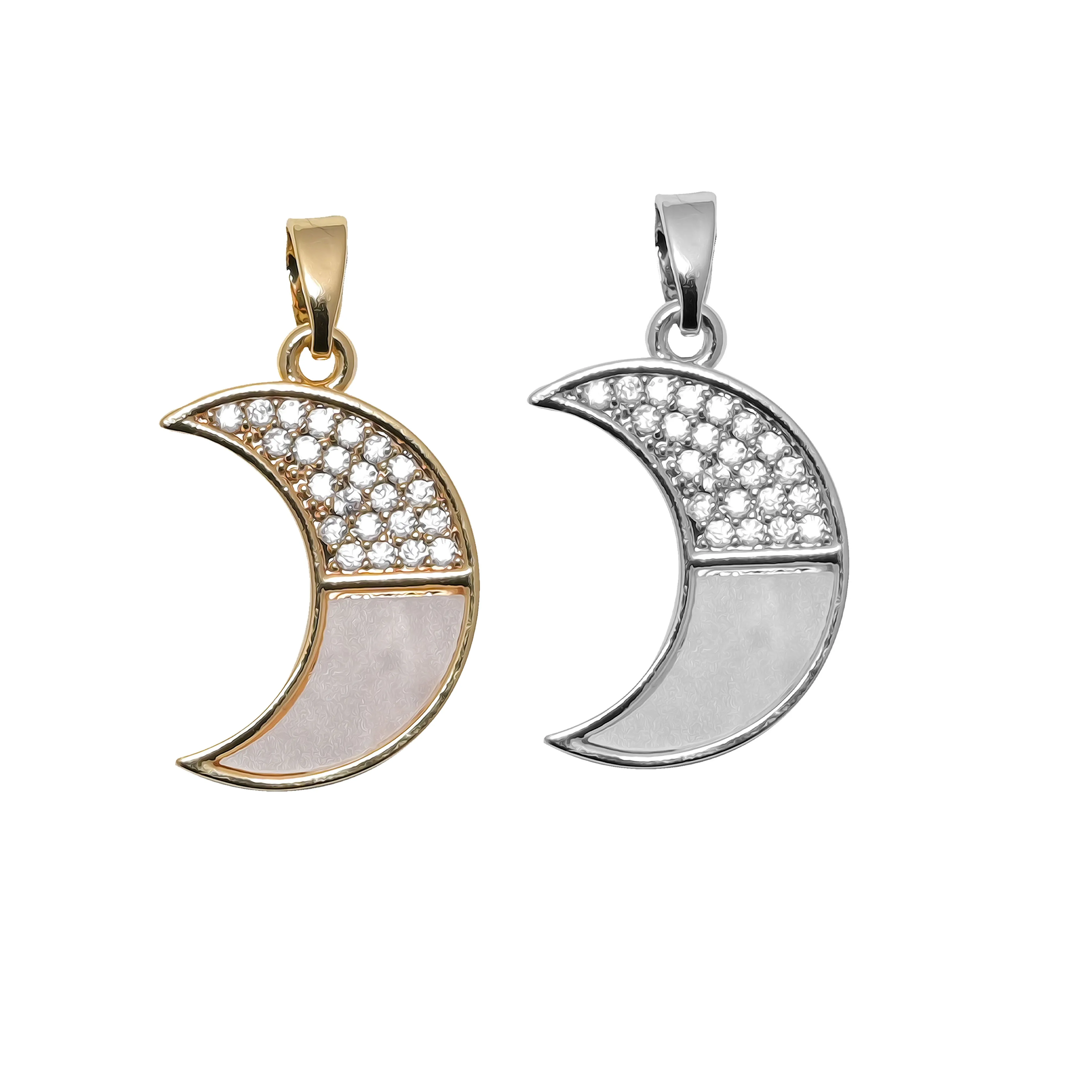 Diamond MOP Crescent Moon Charm Anti-Tarnish | Size: 20mm | 1PC