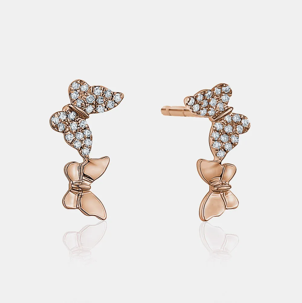 Double Diamond Butterfly Studs