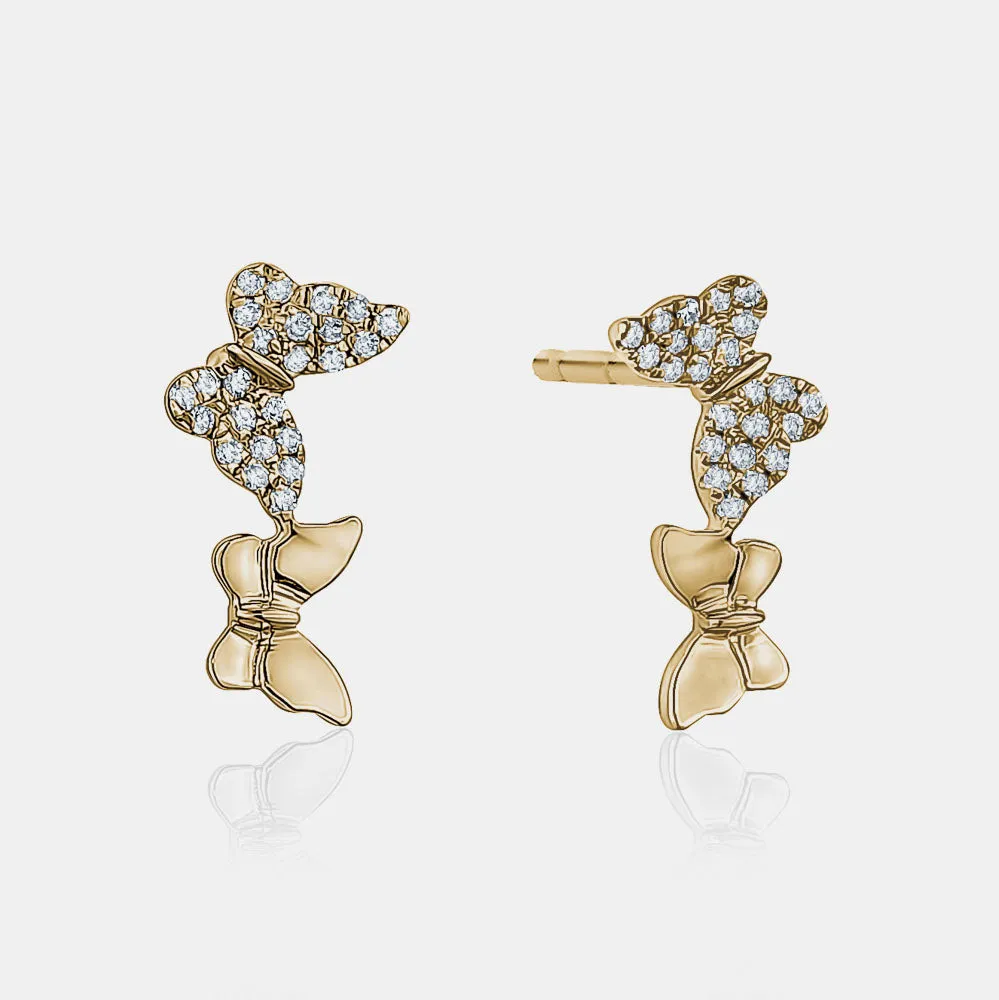 Double Diamond Butterfly Studs