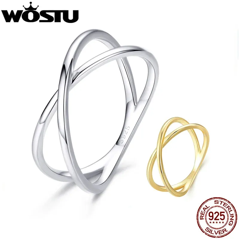 Double Layer X Shape Fine Rings For Women