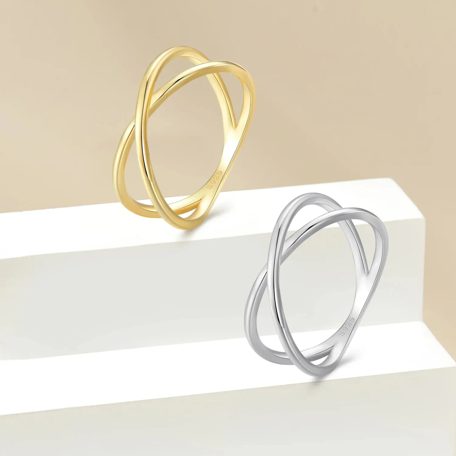 Double Layer X Shape Fine Rings For Women