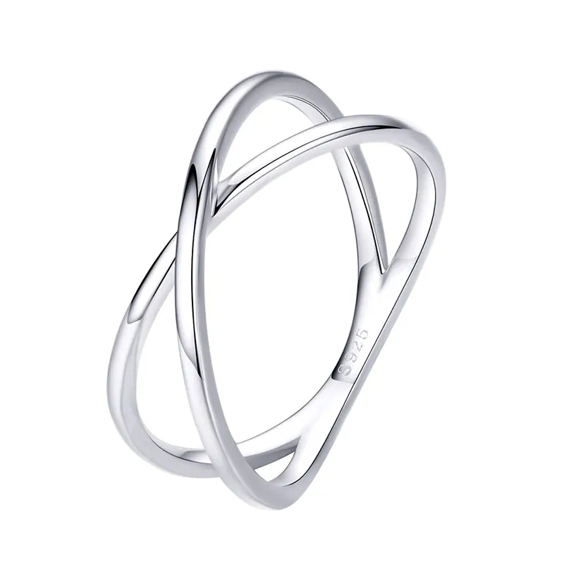 Double Layer X Shape Fine Rings For Women