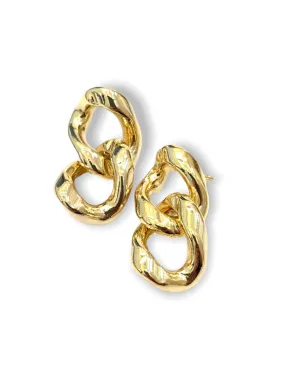 Double Link Earrings, Gold