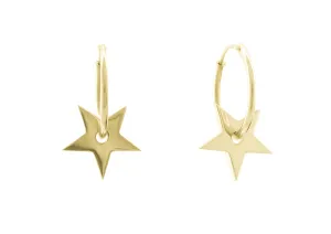 E27 Star Hoop Earring, Yellow Gold