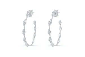 Earrings 18kt White Gold Hoops with Marquise Diamonds