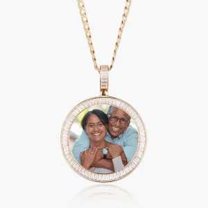 Emerald Cut Circle Photo Pendant