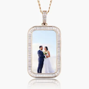 Emerald Cut Dog Tag Photo Pendant