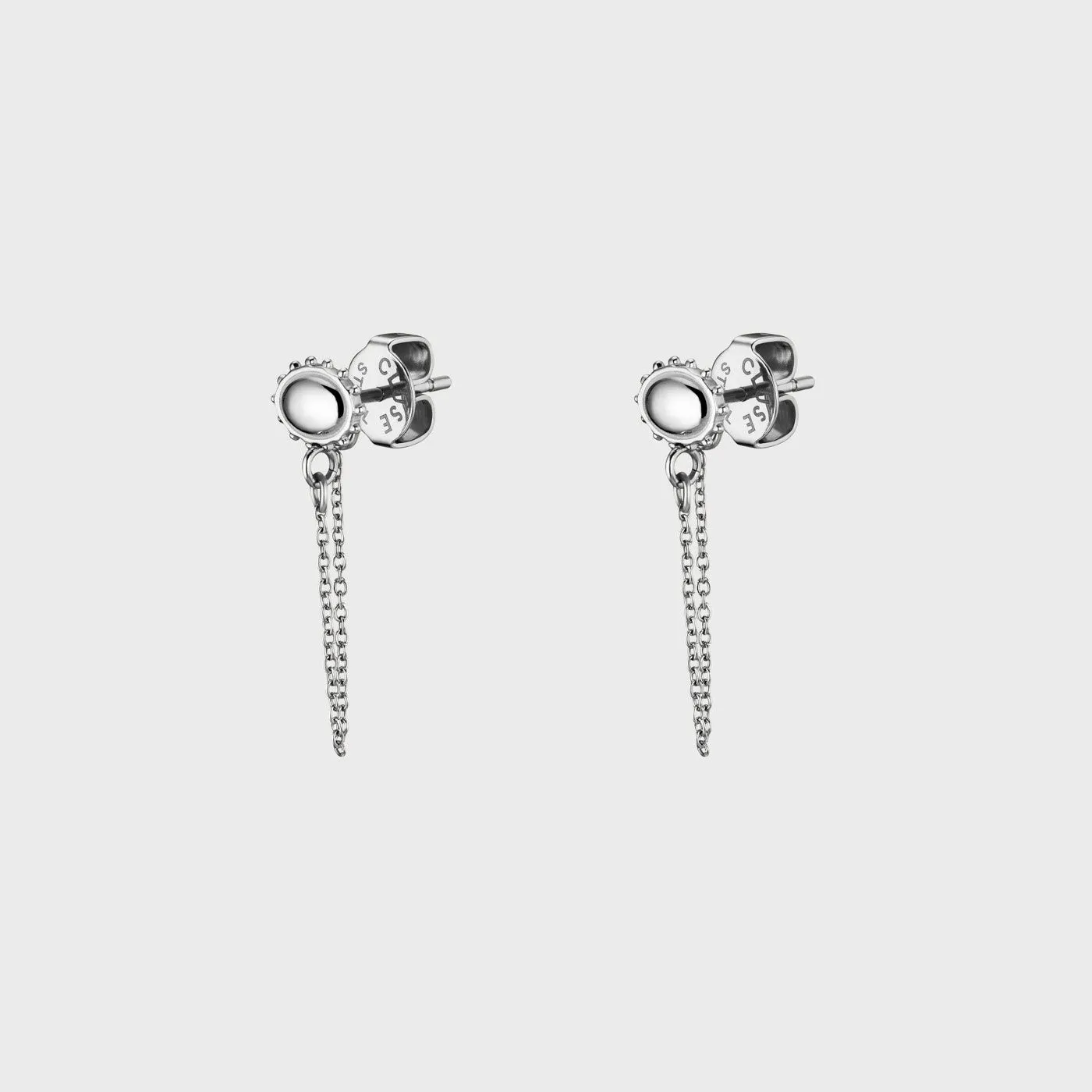 Essentielle Chain Stud Earrings, Silver Colour