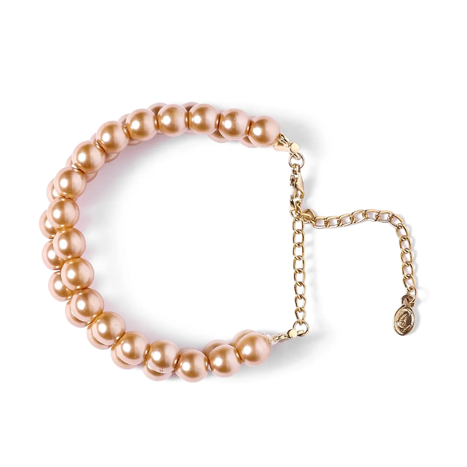 Estele Gold Plated Elegant & Modern Two-Line Glowing Golden Pearl Bracelet for Girls & Women