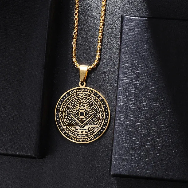 Eye Of Providence Necklace - Silver & Gold Zinc Alloy