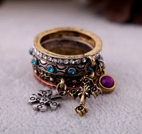 Fashion accessories carved cross vintage set of ring women's ring