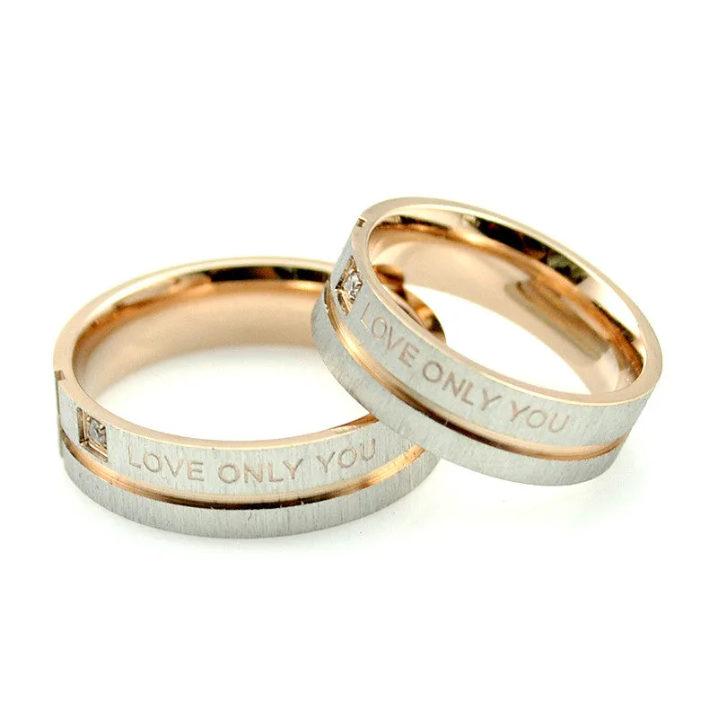 Fashion Jewelry 316L Stainless Steel Simple Circle "Love Only You" Couple Rings,Wedding Ring,Engagement Rings