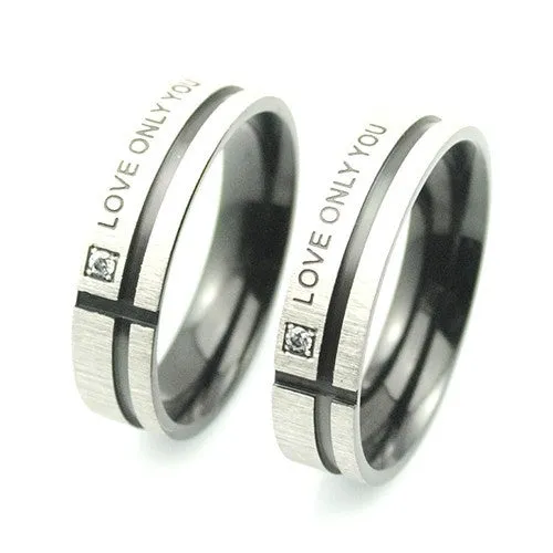 Fashion Jewelry 316L Stainless Steel Simple Circle "Love Only You" Couple Rings,Wedding Ring,Engagement Rings