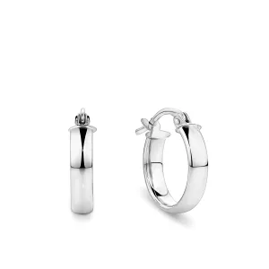 Flat Round Hoop Earrings in 9ct White Gold