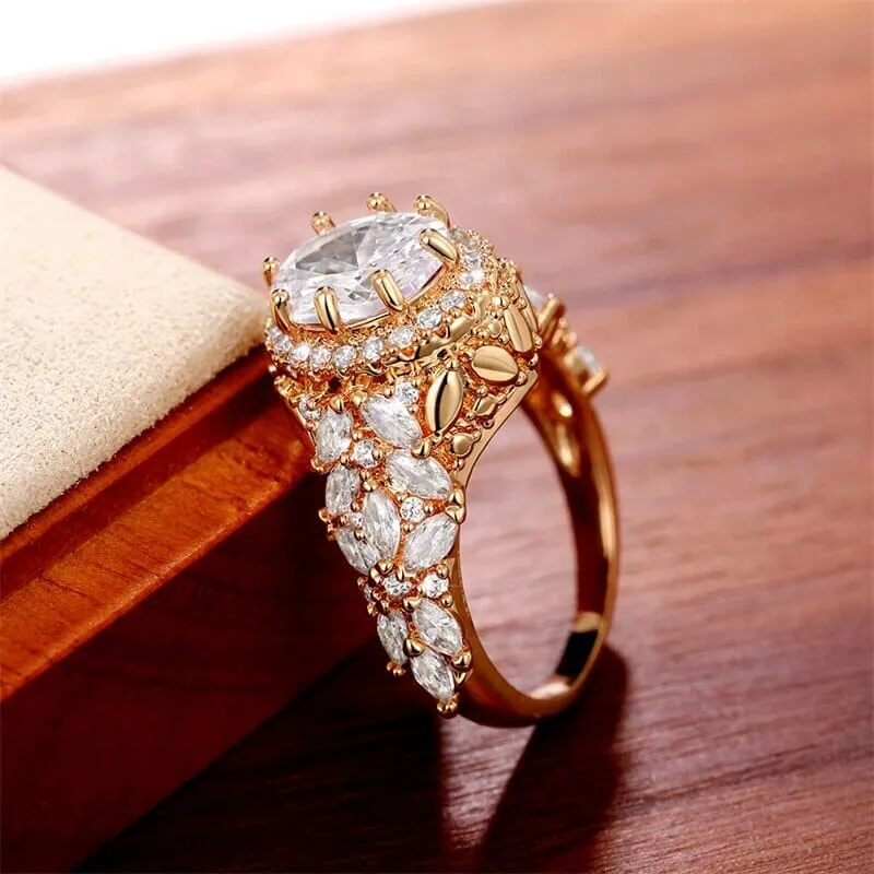 Flower Band Gold Color Ring