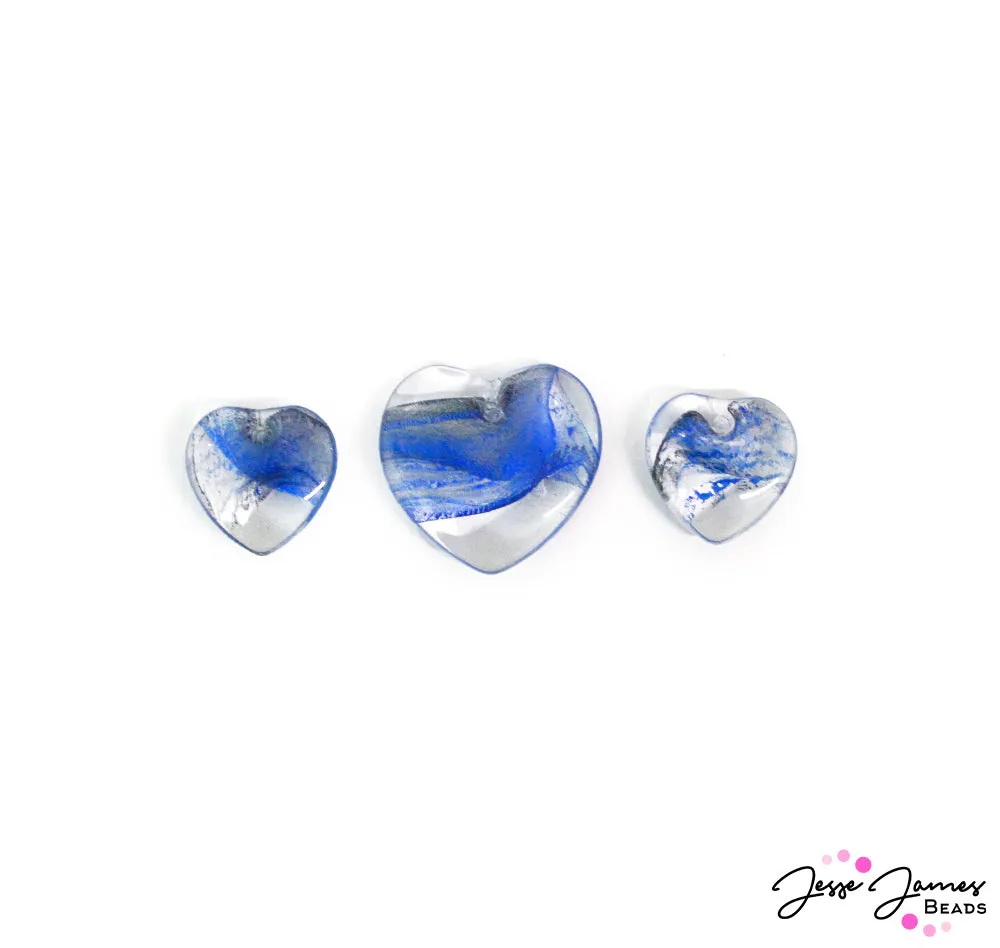 Glass Heart Pendant Set in Wavelengths