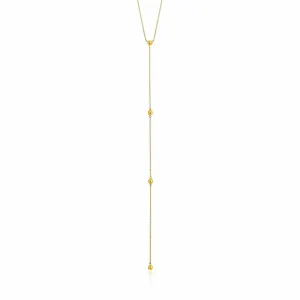 Gold Modern Beaded Y Necklace