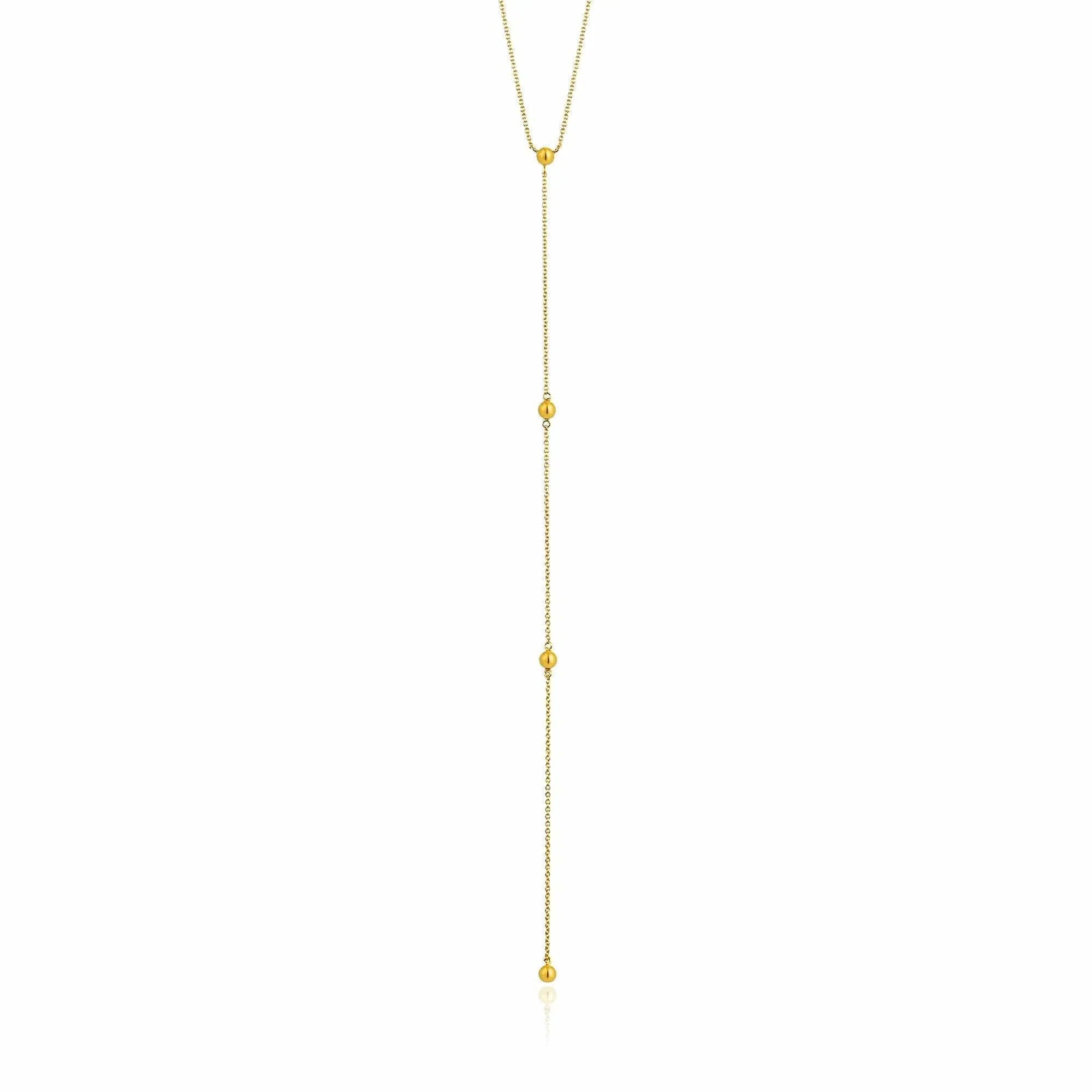 Gold Modern Beaded Y Necklace