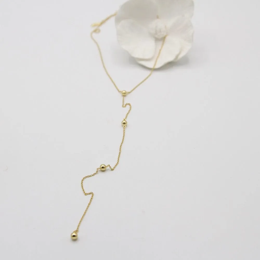 Gold Modern Beaded Y Necklace