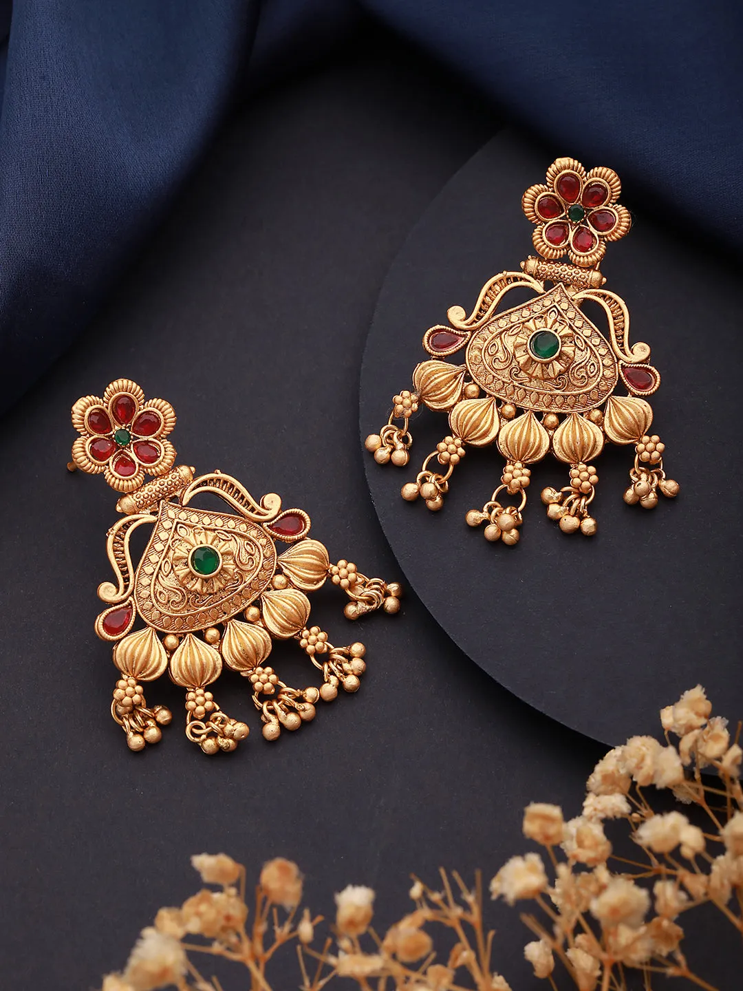 Gold-Toned Classic Jhumkas Earrings